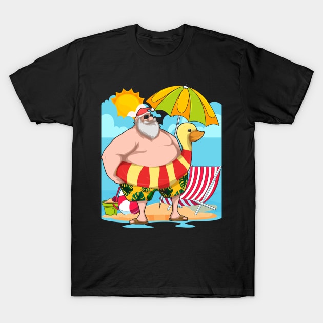 Funny Xmas Tropical Summer Hawaiian Santa Claus Christmas In July T-Shirt by shirtsyoulike